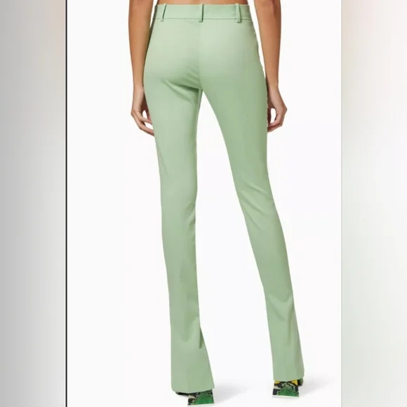 The Attico Front Slit Wool Trousers Mint Green